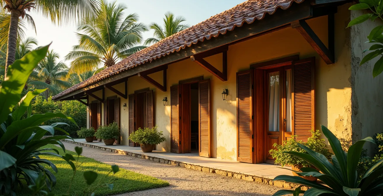 Case créole traditionnelle avec sa varangue et ses jalousies en bois