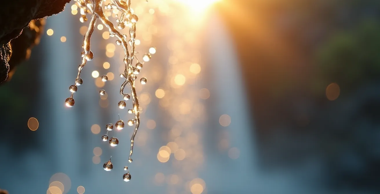Cascade du Voile de la Mariée à Salazie illuminée par la lumière dorée du matin