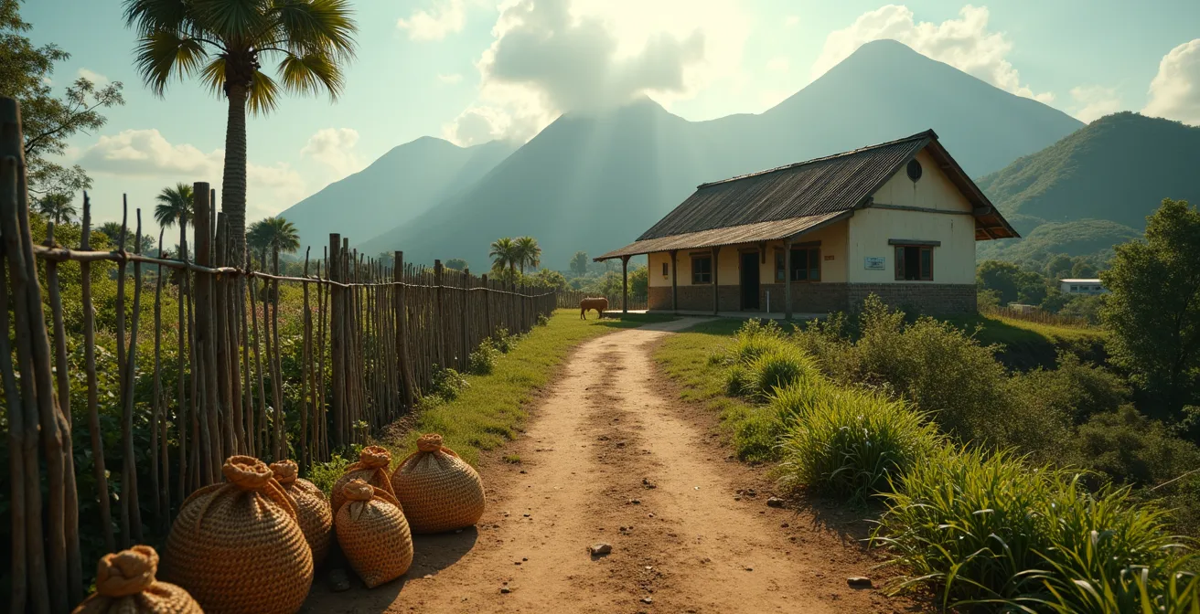Petite école d'un îlet de Mafate avec sa classe unique entourée de montagnes