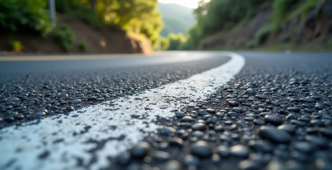 Vue plongeante sur un virage en épingle à cheveux typique de la route de Cilaos